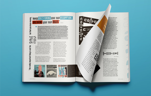 magazine mockup for typographical biography of Neville Brody