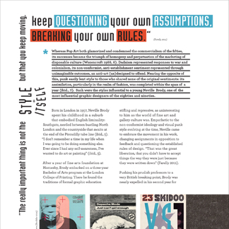 Neville Brody magazine spread featuring album cover art and contents page headers